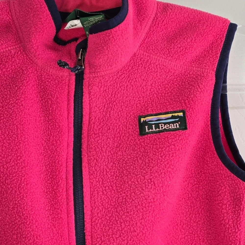 L.L. Bean Pink Fleece Vest Outerwear Girls Size‎ Large 14/16 Full Zip Pockets